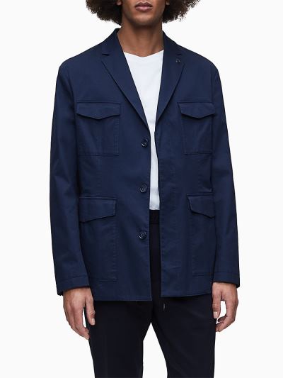 Calvin Klein Ruhák HU761267 | Calvin Klein Cotton Stretch Patch Pocket Férfi Blézer Sötétkék